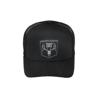 Black mesh back logo hat