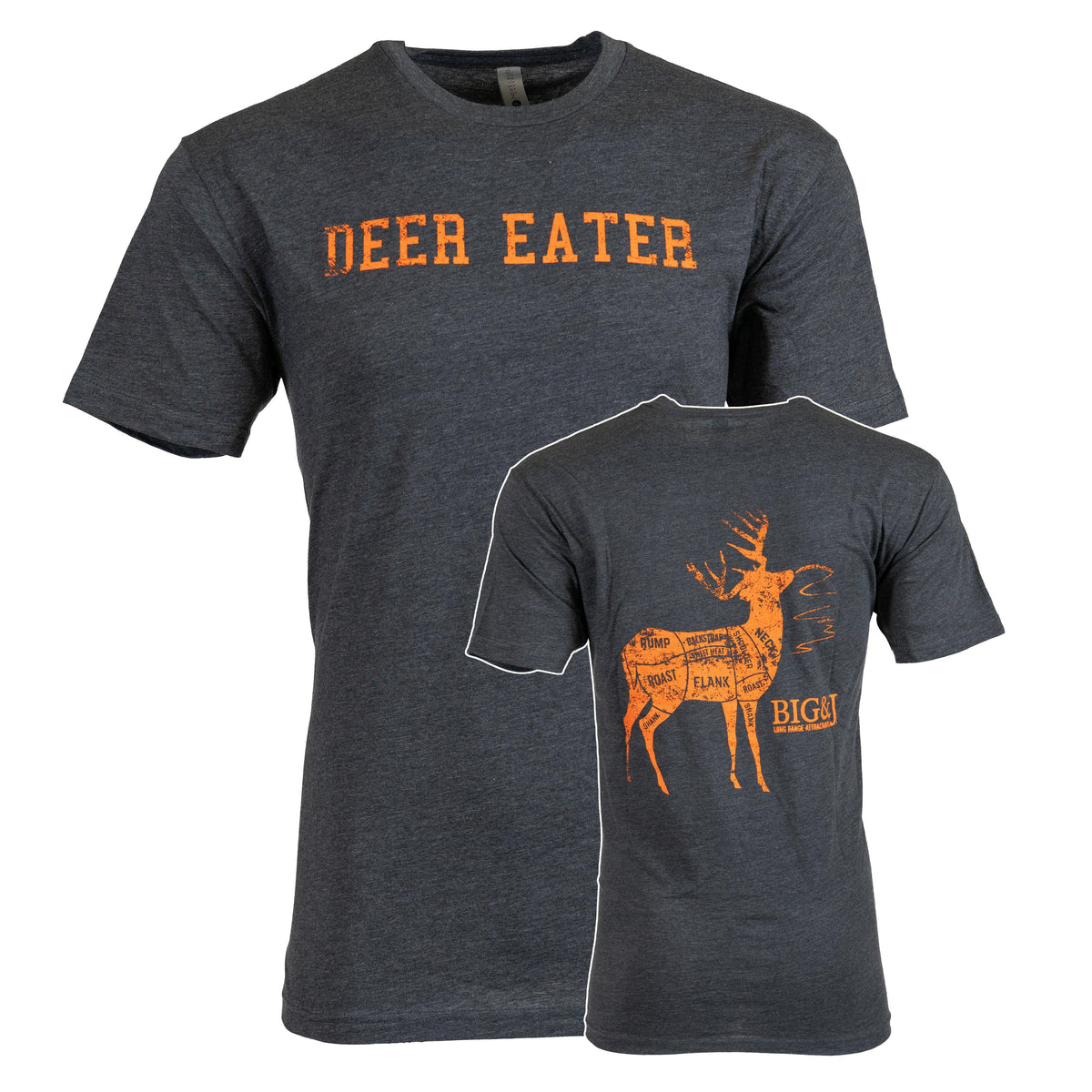 Charcoal with Orange Lettering Deer Eater Shirt
