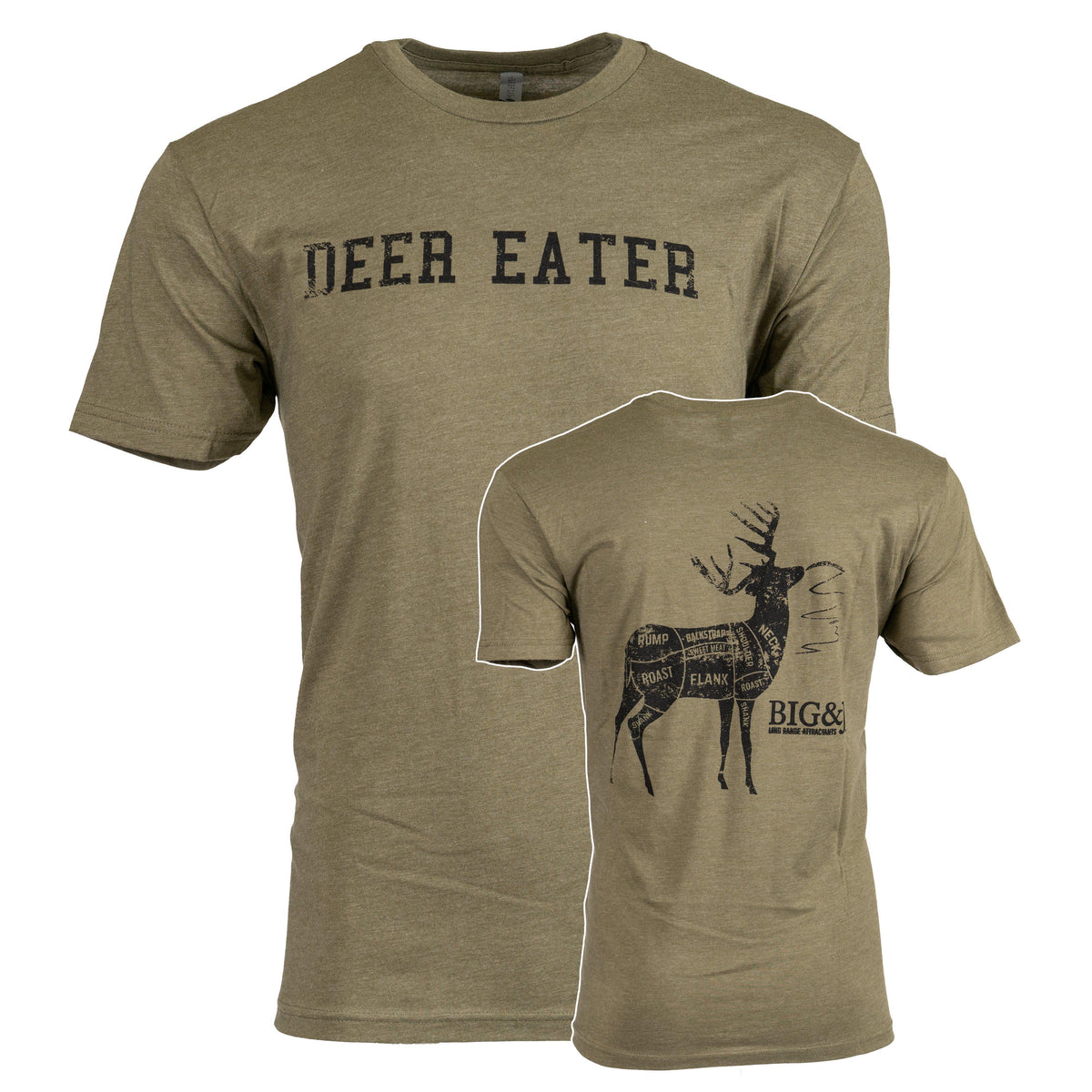 Military Green with Black Lettering Deer Eater Shirt